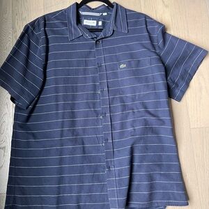 Lacoste Men’s Navy Striped Short-Sleeve Polo Shirt